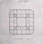 Bazhenov Vasilyi Ivanovich Plan of the Pavilion with Facade Showing a Loaf of Bread Design. First Floor Second Floor USA - Hermitage